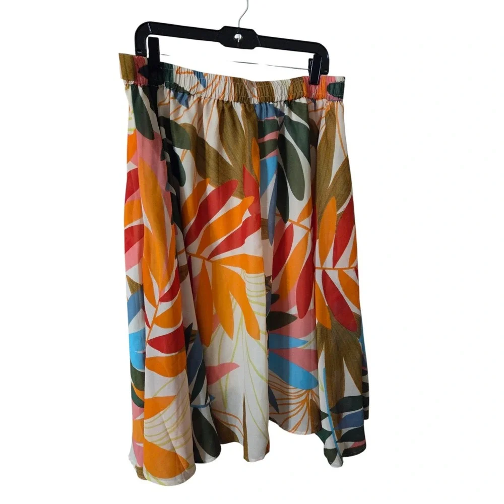 Her Destiny Oversized-Leaf-Print Colorful Resort A-Line Skirt XL-XXL 36